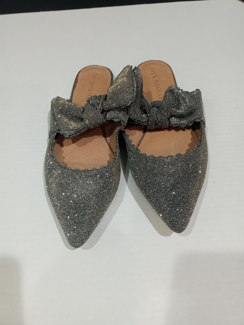 Jack Rogers Silver Glitter Pointed Knot Flats